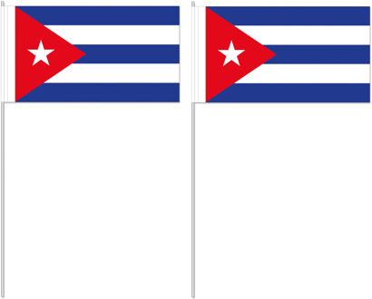 Zwaaivlaggetjes Cuba - 50x - 12 x 24 cm - plastic/papier - landen versiering - supporters Multi