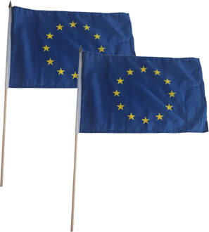 Zwaaivlaggetjes Europa - 2x - Polyester - 30 x 45 cm - Europese vlag Multi
