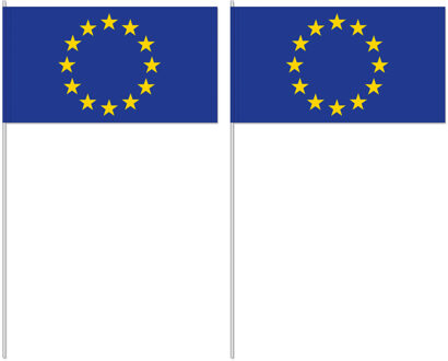 Zwaaivlaggetjes Europa - 50x - 12 x 24 cm - handvlaggetjes - versiering - feestartikelen