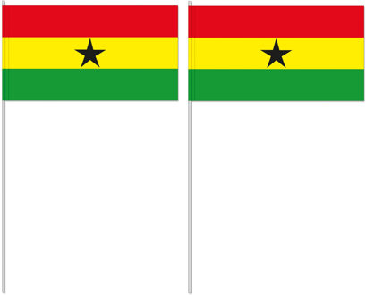 Zwaaivlaggetjes Ghana vlag - 10x - 12 x 24 cm - papier/plastic - handvlaggetje