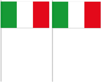 Zwaaivlaggetjes Italie vlag - 50x - 12 x 24 cm - papier/plastic - handvlaggetje