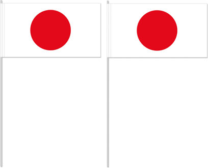 Zwaaivlaggetjes Japan - 50x - 12 x 24 cm - papier - landen versiering - supporters - stokje 40 cm Multi