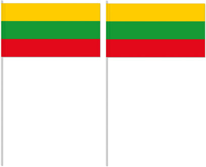 Zwaaivlaggetjes Litouwen vlag - 12 x 24 cm - papier/plastic - handvlaggetje