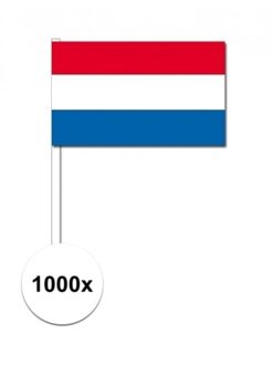 Zwaaivlaggetjes Nederland - 1000x - 12 x 24 cm - handvlaggetjes - versiering - feestartikelen