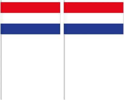 Zwaaivlaggetjes Nederland - 10x - 12 x 24 cm - handvlaggetjes - versiering - feestartikelen Multi