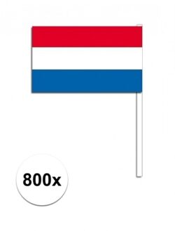Zwaaivlaggetjes Nederland - 800x - 12 x 24 cm - handvlaggetjes - versiering - feestartikelen