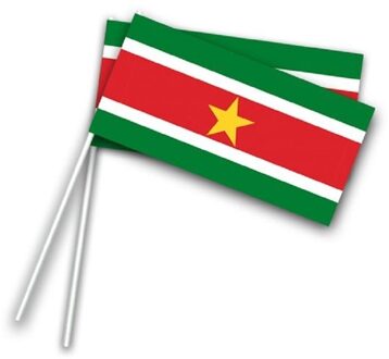 Zwaaivlaggetjes Suriname - 100x st - 20 x 12 cm - hout/papier - Surinaamse vlag