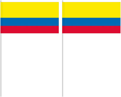 Zwaaivlaggetjes van vlag Colombia - op stokje - papier - 12 x 24 cm - landen - handvlaggetjes
