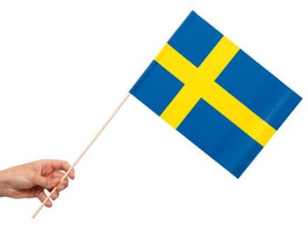 Zwaaivlaggetjes Zweden 20x30cm (10st) Multikleur - Print