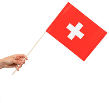 Zwaaivlaggetjes Zwitserland 20x30cm (10st) Multikleur - Print