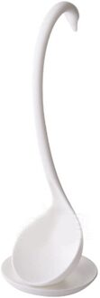 Zwaan Soep Lepel Lange Steel Ware Pap Lepels Met Lade Multifunctionele Keuken Koken Gereedschap Tafelgerei Keuken Accessoires wit