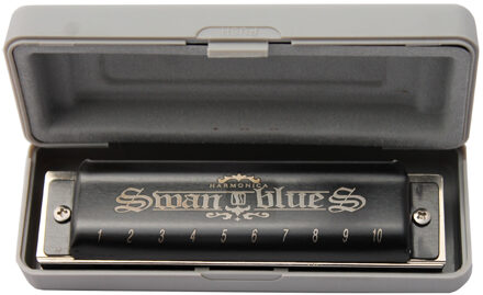 Zwaan Zwarte 10 Hole Blues Harmonica Sleutel Van C Tone