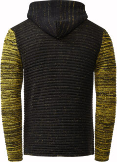 Zwaar contrasterend grof gebreid jack met capuchon en rits - maat 2XL Zwart