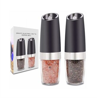 Zwaartekracht Inductie Elektrische Molen Peper En Zout En Pepermolen Set Grinder Peper Spice Graan Mills Porselein Spice Grinder 2pce zwart