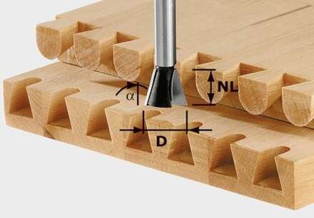 Zwaluwstaartfrees HW schacht 8 mm HW S8 D20/26/10°