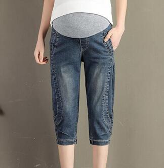 Zwangere Vrouwen Zomer Losse Buik Jeans Vintage Hoge Taille Halve Lengte Denim Broek Plus Size Moederschap Rijk Broek Xxl