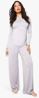 Zwangerschap Button Down Borstvoeding Lounge Set, Light Grey - 44