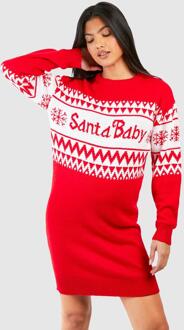 Zwangerschap Santa Baby Kersttrui Jurk, Red - 36