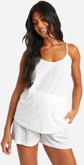 Zwangerschaps Daisy Broderie Cami En Shorts Pyjama Set, White - 34