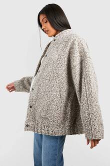 Zwangerschaps Oversized Bomberjack Met Wollook, Cream - 36