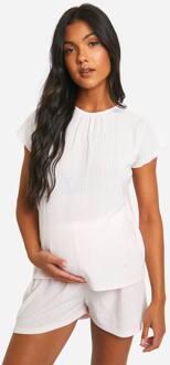 Zwangerschaps Pointelle T-Shirt En Korte Pyjama Set, Light Pink - 38