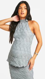 Zwangerschaps Top Met Gestructureerd Jacquard Hoge Hals Racer Back, Light Grey - 40