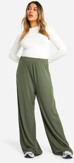 Zwangerschapsbroek Met Geribbelde Stof En Wijde Pijpen, Khaki - 36