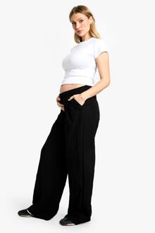 Zwangerschapsbroek Van Nylon Met Elastische Tailleband En Wijde Pijpen, Black - 44