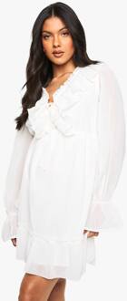 Zwangerschapschiffonjurk Met Lange Mouwen En Ruches, Ecru - 44