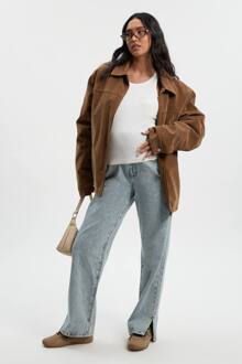 Zwangerschapsjeans Boven De Buik Met Gespleten Zoom En Rechte Pijpen, Light Blue - 46