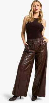 Zwangerschapsjogger Met Elastische Taille En Wijde Pijpen Van Pu, Chocolate - 42