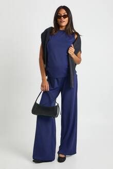 Zwangerschapstank Met Geraffeld Detail Aan De Zijkant En Wijde Pijpenbroek, Navy - 40