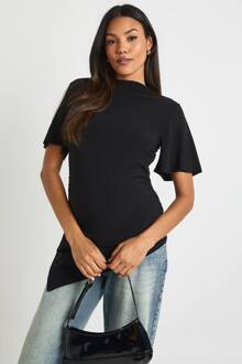 Zwangerschapstop Met Asymmetrische Zoom En Korte Mouwen, Black - 36