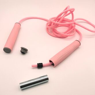 Zware 425G 7Mm Diameter Pvc Gewogen 2.8M Jump Rope Skipping Met Rubberen Handvat JR074 roze