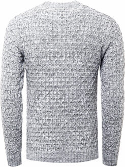 Zware contrasterende grof gebreide ronde hals trui - maat 3XL Grijs