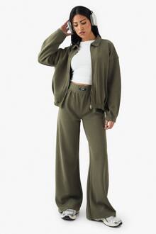 Zware Gewicht Interlock Joggingbroek Met Rechte Pijpen, Washed Khaki - XL