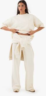 Zware Interlock Jogger Met Rechte Pijpen, Cream