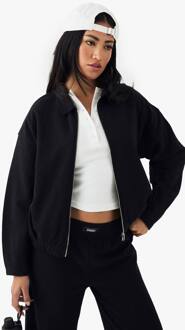 Zware Interlock Sweatshirt Met Kraag En Ritssluiting, Black - XXL