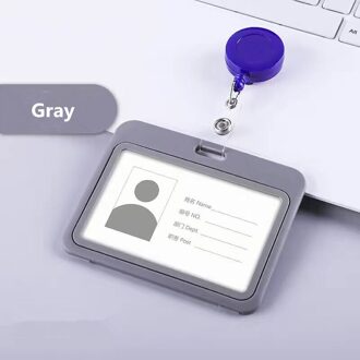 Zware Intrekbare Badge Houders Met Karabijnhaak Reel Clip Horizontale Plastic Id Werk Naam Kaarthouders grijs
