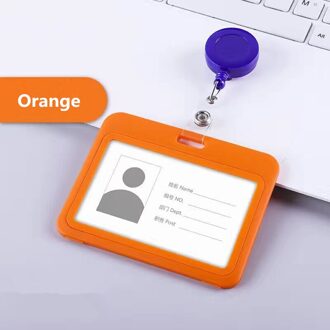 Zware Intrekbare Badge Houders Met Karabijnhaak Reel Clip Horizontale Plastic Id Werk Naam Kaarthouders oranje