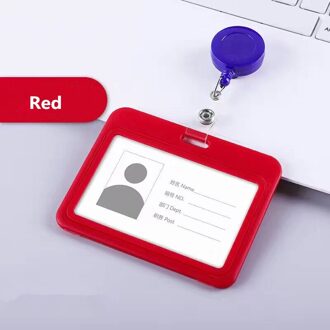 Zware Intrekbare Badge Houders Met Karabijnhaak Reel Clip Horizontale Plastic Id Werk Naam Kaarthouders rood