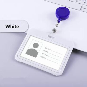 Zware Intrekbare Badge Houders Met Karabijnhaak Reel Clip Horizontale Plastic Id Werk Naam Kaarthouders wit