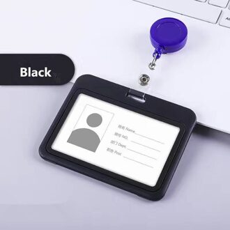 Zware Intrekbare Badge Houders Met Karabijnhaak Reel Clip Horizontale Plastic Id Werk Naam Kaarthouders zwart