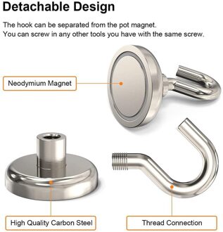 Zware Magnetische Haak, Sterke Neodymium Magneten Haak Voor Thuis, Keuken, Werkplek, Etc, e12mm Houden Tot 60 Pond, Pack Van 3