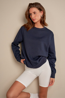 Zware ronde hals - marineblauw Navy - S