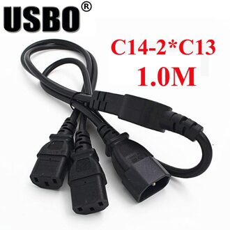 Zwart 1.0M Pvc Koper Ce Certificed IEC320 C14 Om 2-C13 Verlengsnoer Chassis Kast Pdu Server Ac power Kabel