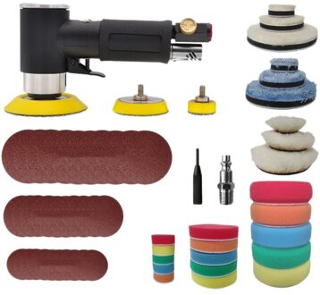 Zwart 1/2/3 Inch Liep Orbital Air Sander Mini Pneumatische Schuurmachine Voor Auto Body Werk Hoge Snelheid Lucht Aangedreven sanders