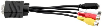 Zwart 1 Pc 3 Rca Vrouwelijke Converter Kabel Vga Naar Video Tv Out S-Video Av Adapter