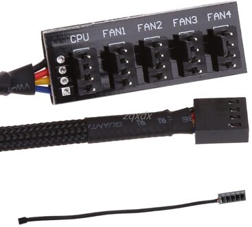 Zwart 1 Tot 5 4-Pin TX4 Pwm Cpu Koelventilator/Case Splitter Adapter Power Kabel Hub Splitter adapter 39.5 Cm Z07