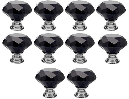 Zwart 10 Stuks 30Mm Crystal Glass Kast Knoppen Diamant Vorm Lade Keukenkasten Dresser Kast Kledingkast Pulls Handles